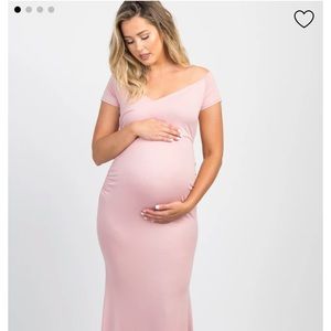 PinkBlush Pink Off Shoulder Wrap Maternity Dress
